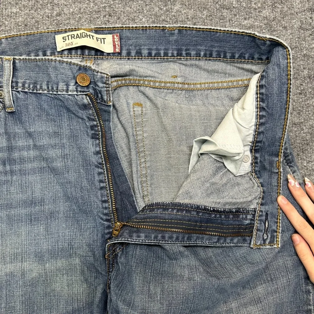 Levi's 505 Straight Fit Jeans Men's Blue Denim Cotton‎ Pockets Zip Fly - 37X31.5